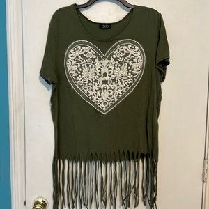 *SALE* Green fringe shirt